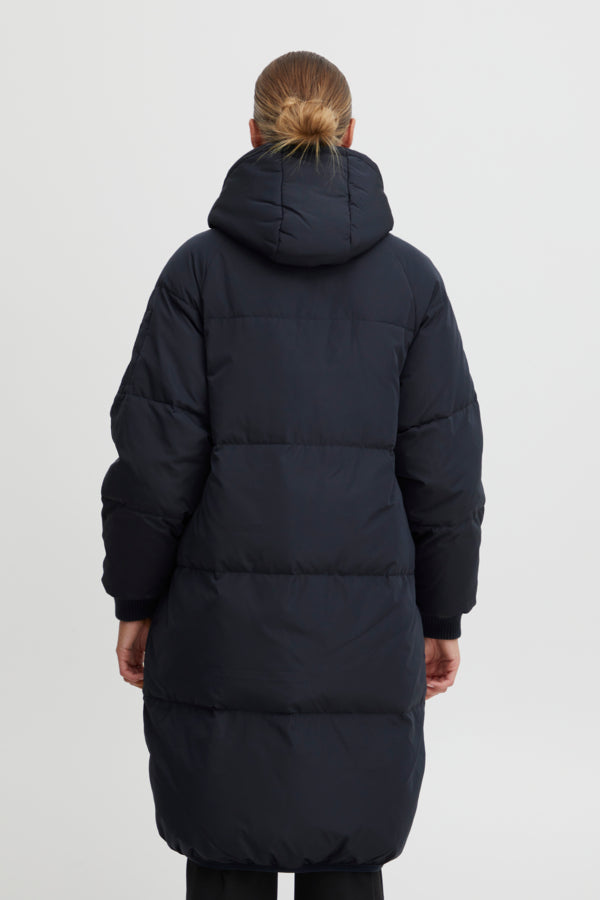 Ichi Bunala Down Coat Dark Navy Blue