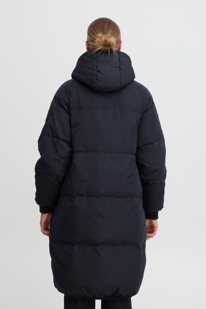 Ichi Bunala Down Coat Dark Navy Blue