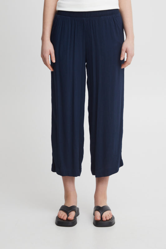 Ichi Marrakech Trousers Viscose Total Eclipse Blue