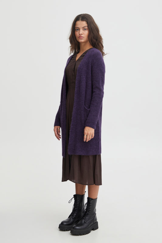 Ichi Kamara Long Cardigan Loganberry Purple