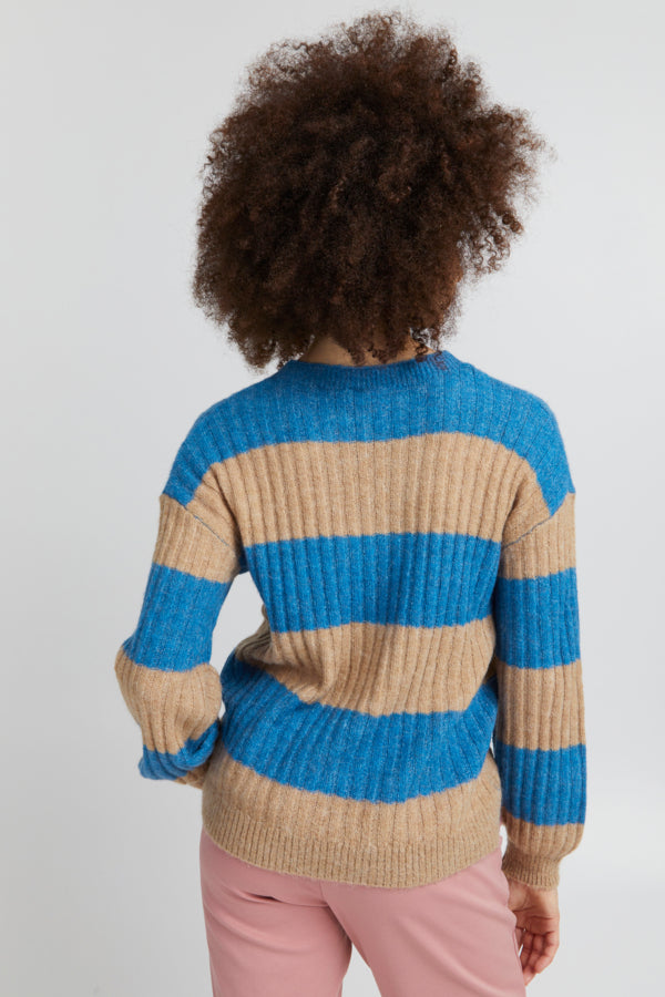 Ichi Kamara Stripe Jumper French Blue