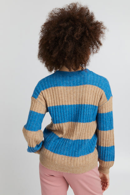 Ichi Kamara Stripe Jumper French Blue