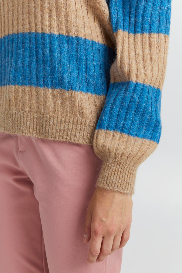 Ichi Kamara Stripe Jumper French Blue