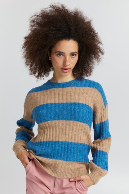 Ichi Kamara Stripe Jumper French Blue
