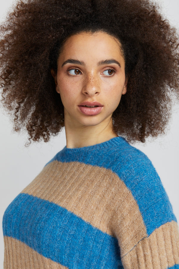Ichi Kamara Stripe Jumper French Blue