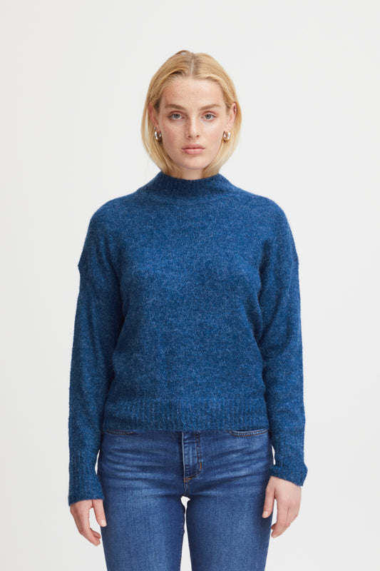 Ichi Kamara Jumper Plain True Blue Blue