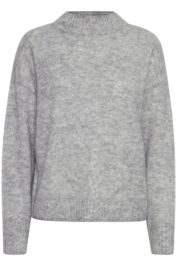 Ichi Kamara Jumper Plain Grey Melange Grey