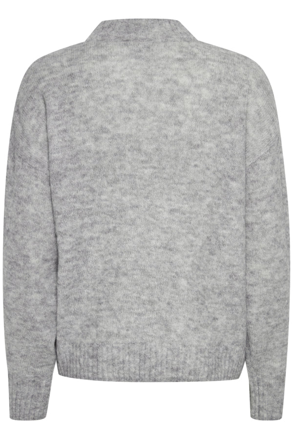 Ichi Kamara Jumper Plain Grey Melange Grey
