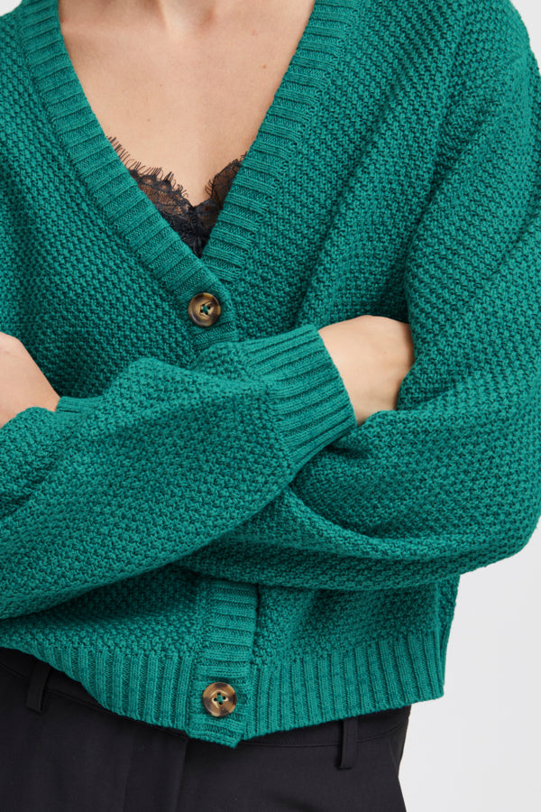 Ichi Noelle Cardigan Cadmium Green Green