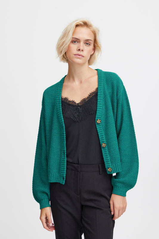Ichi Noelle Cardigan Cadmium Green Green
