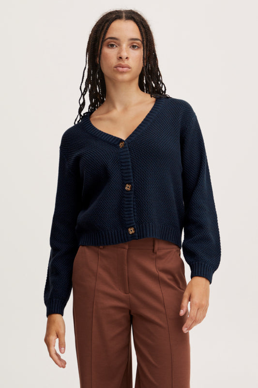 Ichi Noelle Cardigan Total Eclipse Blue
