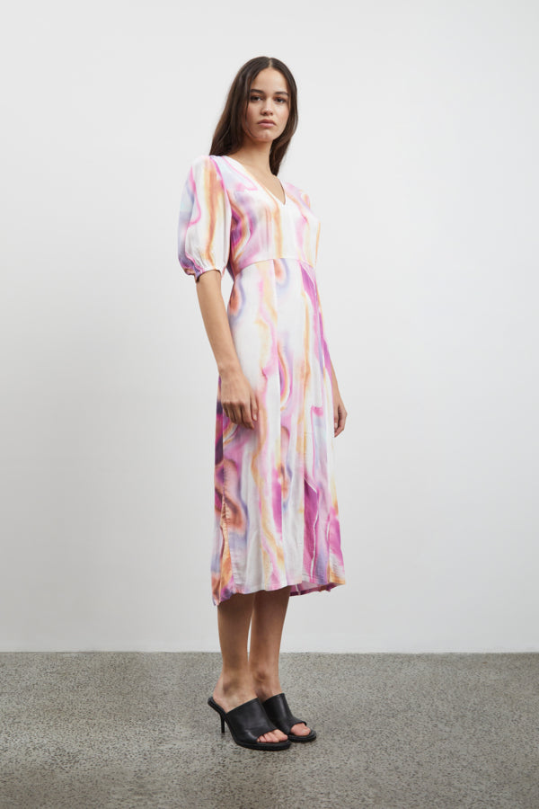 Ichi Rulla Dress Little Boy Blue Pink