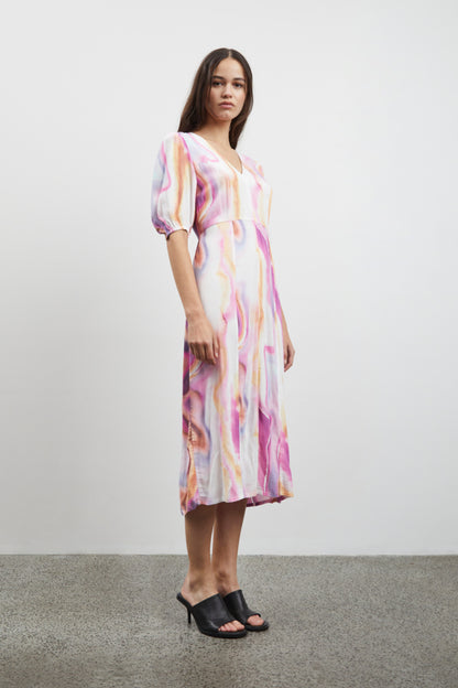 Ichi Rulla Dress Little Boy Blue Pink