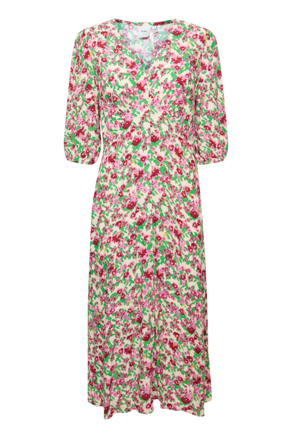 Ichi Enora Dress Structured Flower Pink