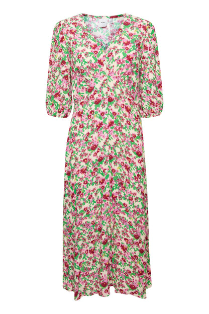 Ichi Enora Dress Structured Flower Pink