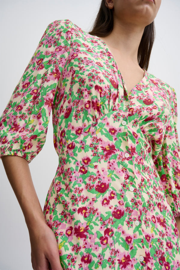Ichi Enora Dress Structured Flower Pink