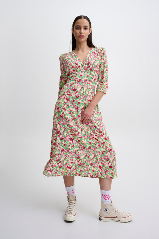 Ichi Enora Dress Structured Flower Pink
