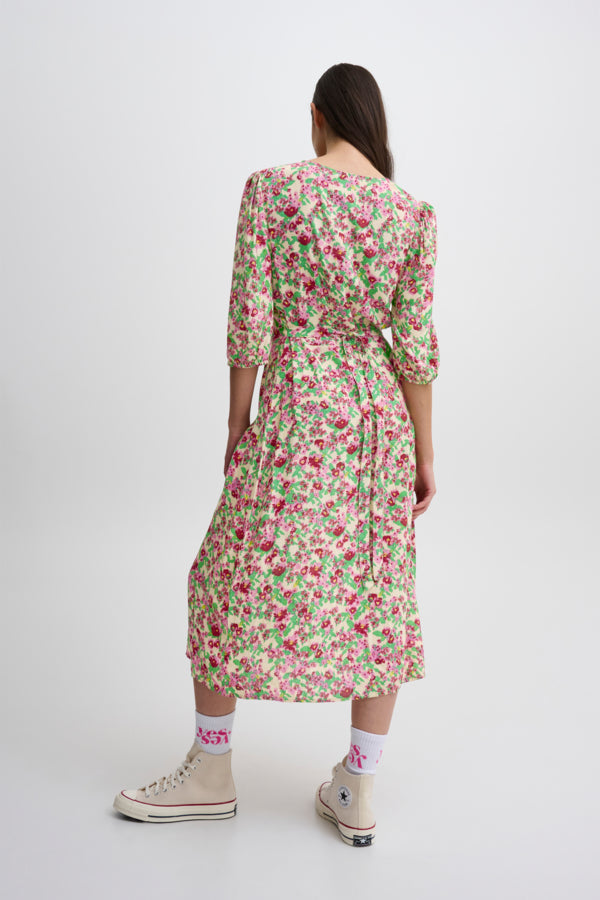 Ichi Enora Dress Structured Flower Pink
