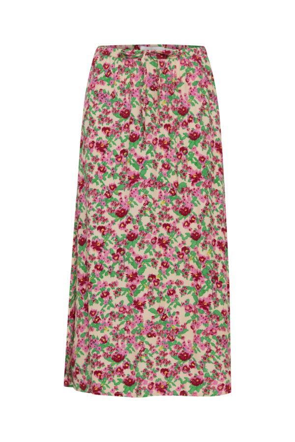 Ichi Enora Skirt Structured Flower Green Pink