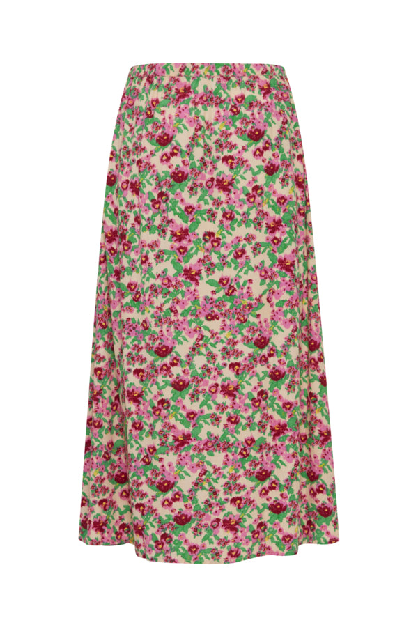 Ichi Enora Skirt Structured Flower Green Pink