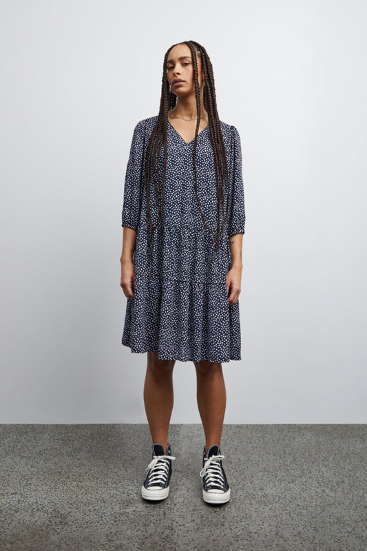 Ichi Eluma Dress Total Eclipse Dot Blue