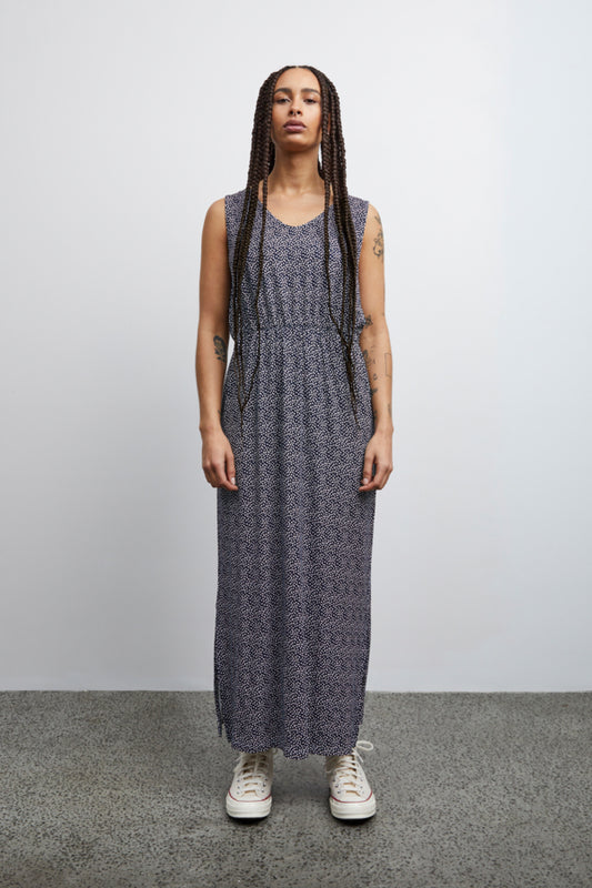 Ichi Lisa Dress Total Eclipse Dot Blue