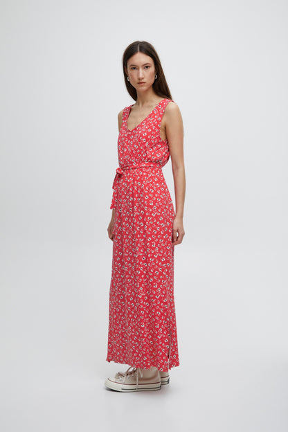 Ichi Lisa Dress Raspberry Wine Pink