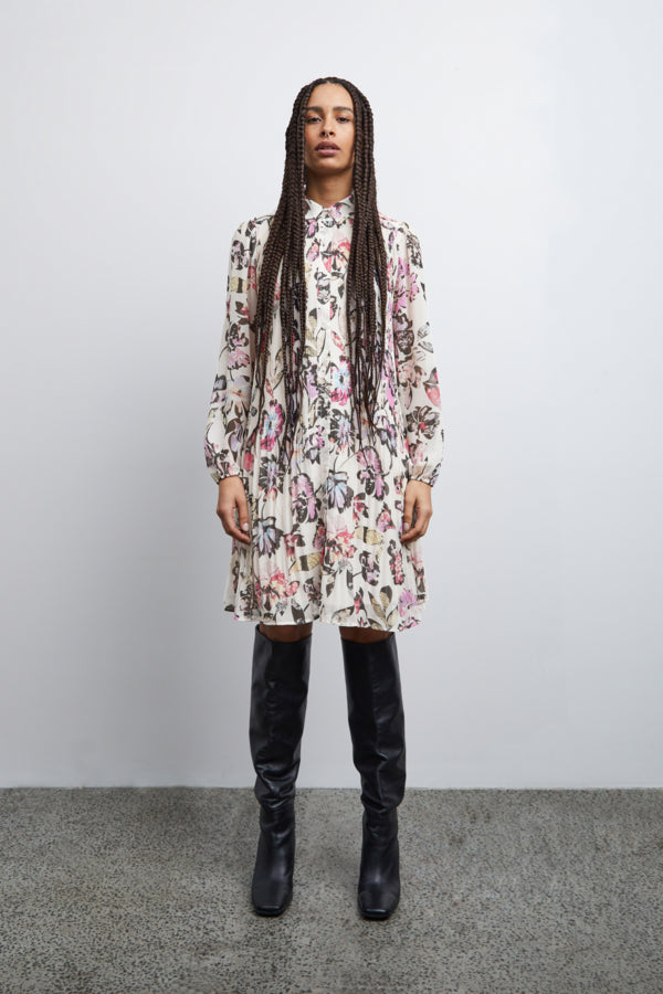 Ichi Elly Dress Crystal Grey Grey