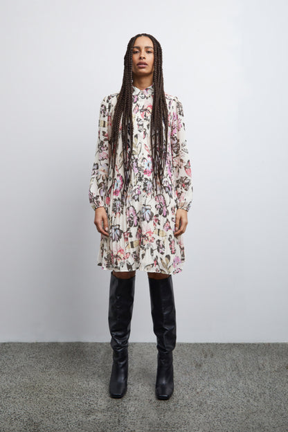 Ichi Elly Dress Crystal Grey Grey