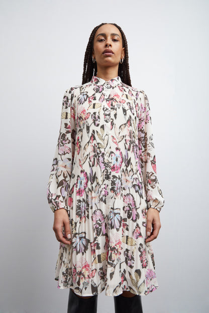 Ichi Elly Dress Crystal Grey Grey