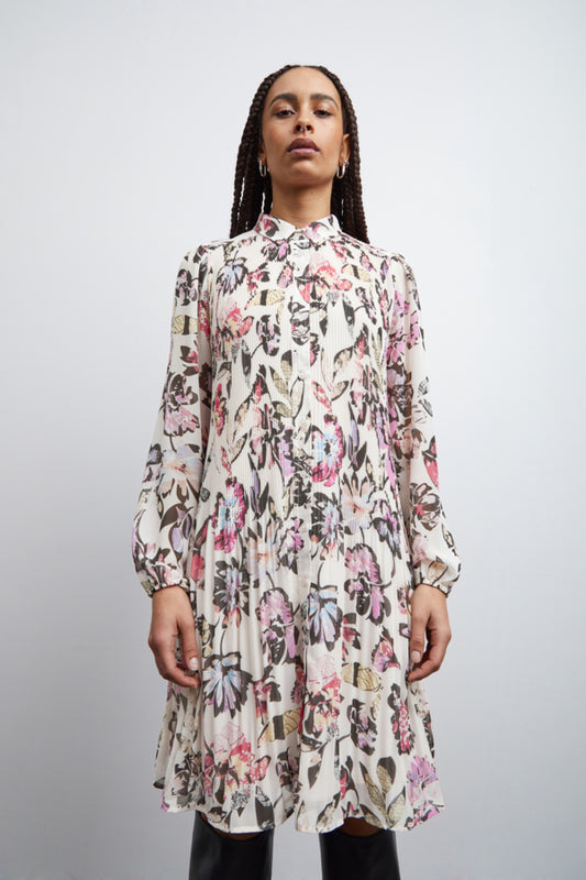 Ichi Elly Dress Crystal Grey Grey