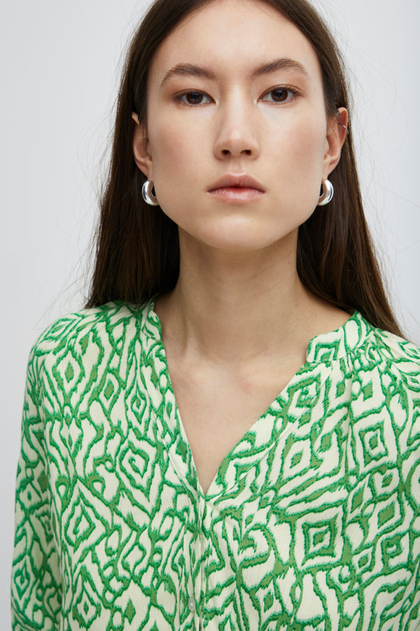 Ichi Marrakech Shirt Greenbriar Ikat Green