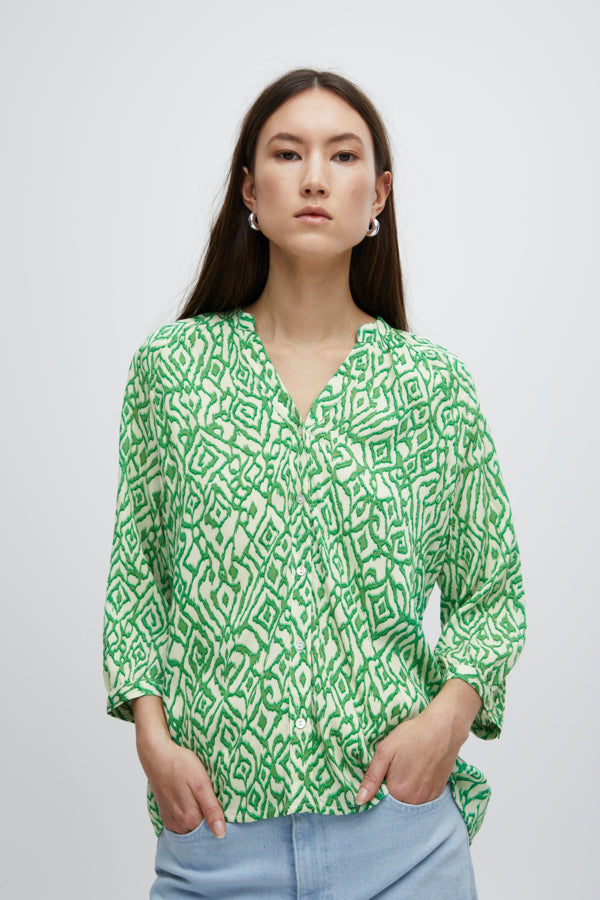 Ichi Marrakech Shirt Greenbriar Ikat Green