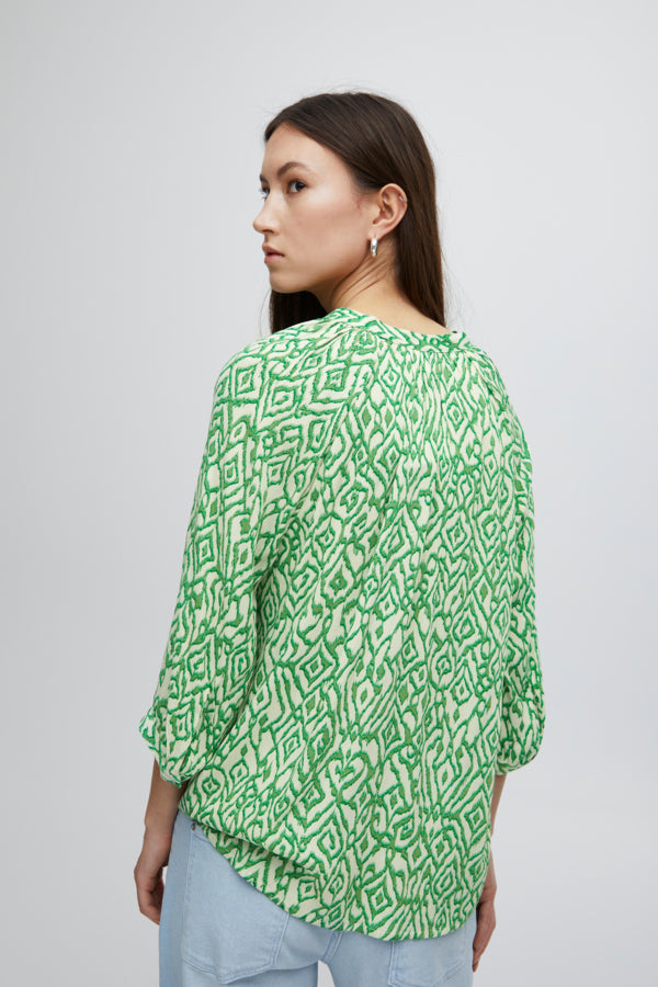 Ichi Marrakech Shirt Greenbriar Ikat Green
