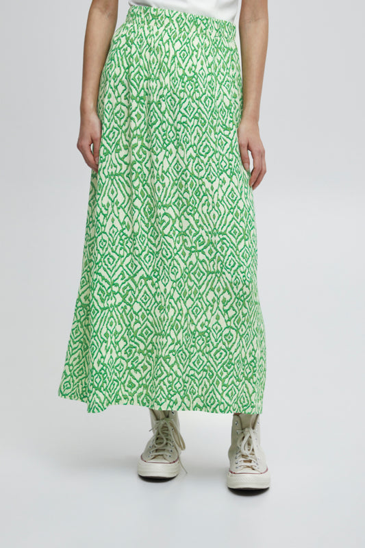 Ichi Marrakech Skirt Greenbriar Ikat Green