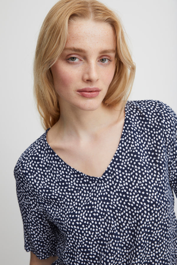Ichi Marrakech Blouse Tota Eclipse Dot Blue