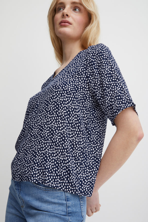 Ichi Marrakech Blouse Tota Eclipse Dot Blue
