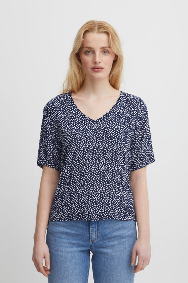 Ichi Marrakech Blouse Tota Eclipse Dot Blue