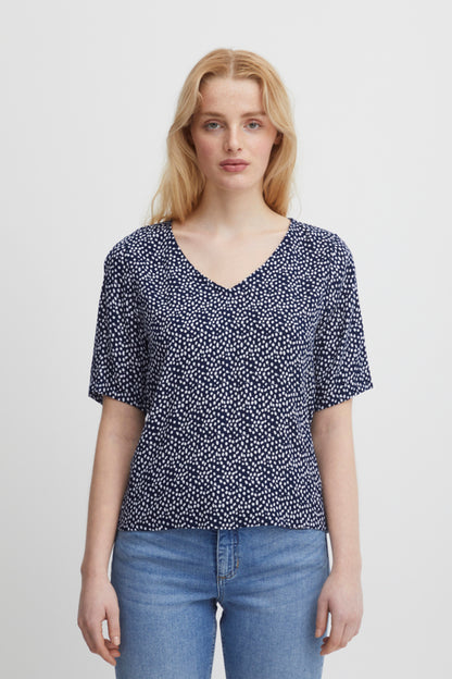 Ichi Marrakech Blouse Tota Eclipse Dot Blue