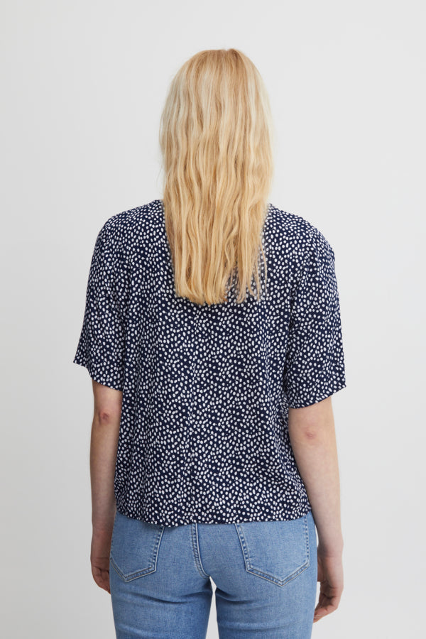 Ichi Marrakech Blouse Tota Eclipse Dot Blue