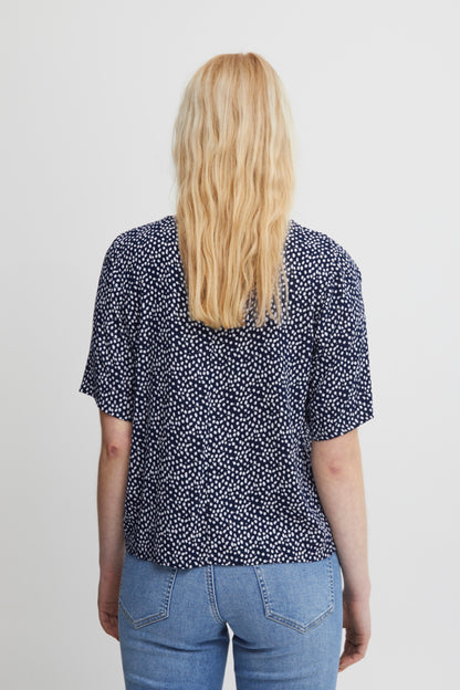 Ichi Marrakech Blouse Tota Eclipse Dot Blue