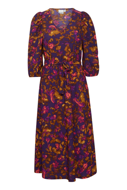 Ichi Maise Dress Purple Multi Flower 