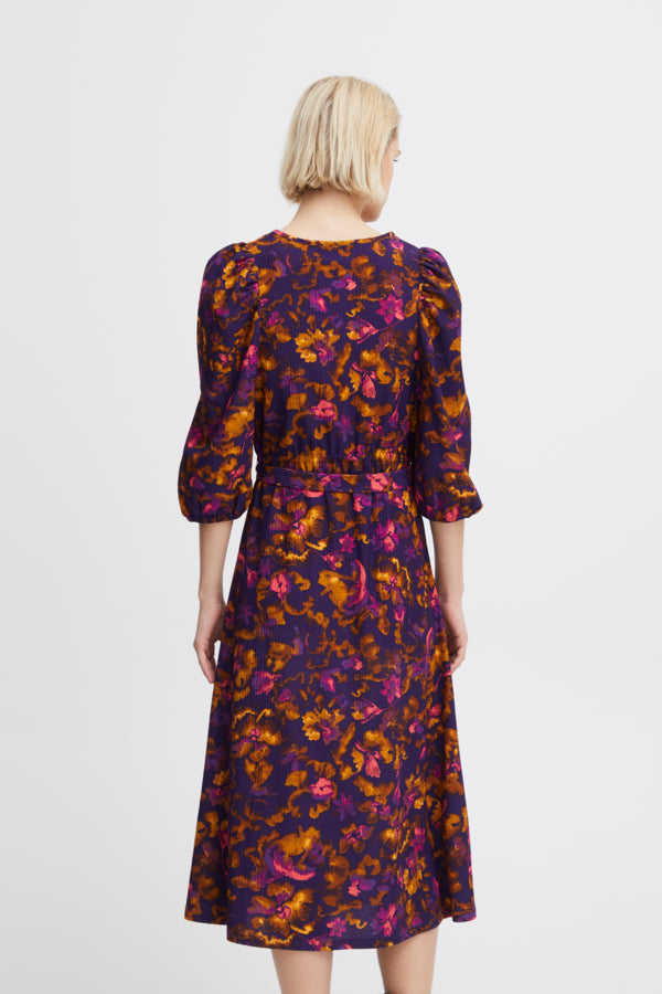 Ichi Maise Dress Purple Multi Flower Purple