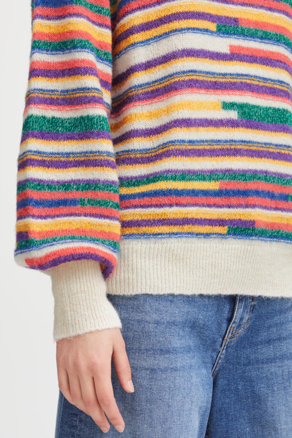 Ichi Kamara Long Sleeve Stripe Jumper Multi Pink