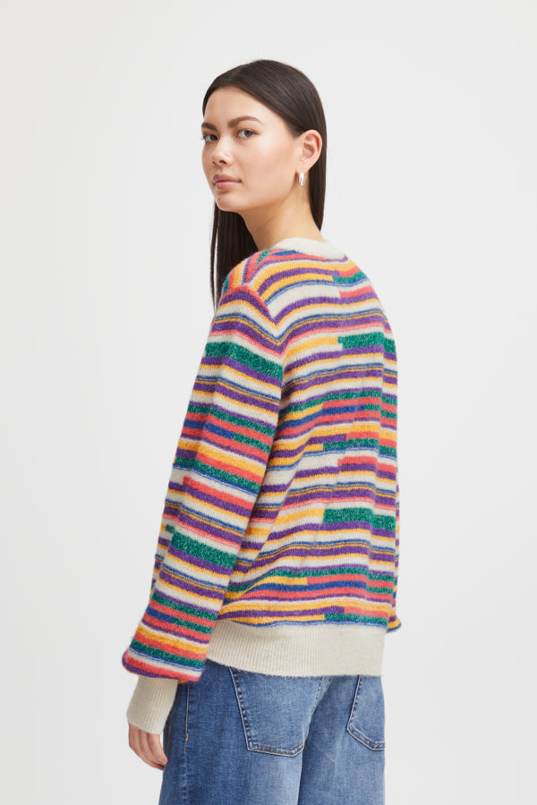 Ichi Kamara Long Sleeve Stripe Jumper Multi Pink