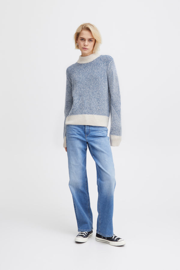 Ichi Kamara Stripe Jumper True Blue Blue
