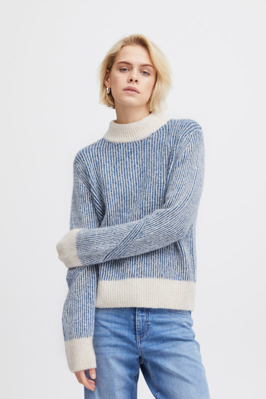 Ichi Kamara Stripe Jumper True Blue Blue