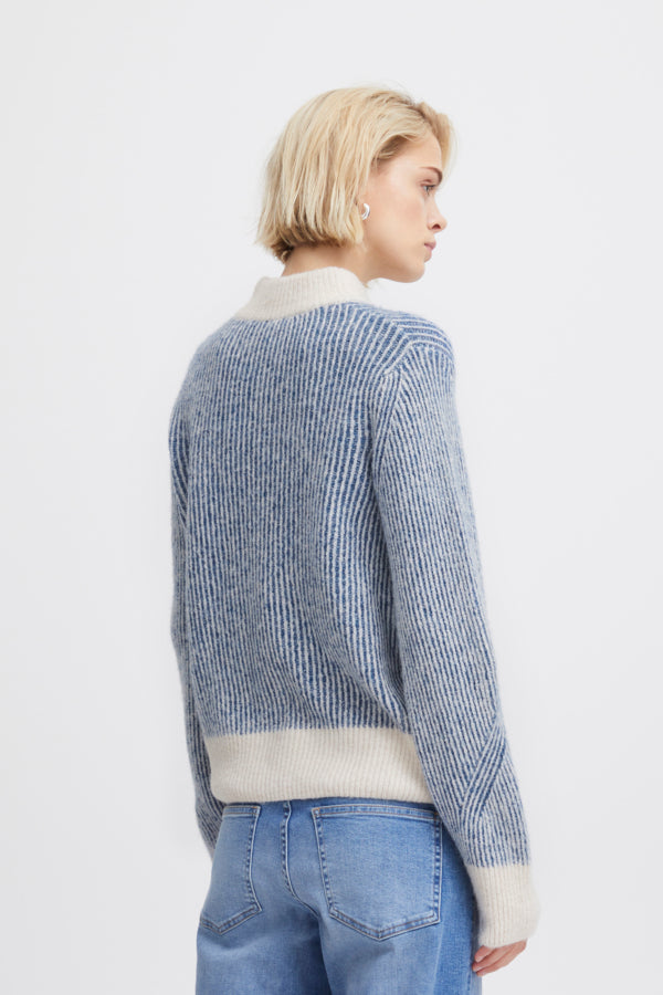 Ichi Kamara Stripe Jumper True Blue Blue