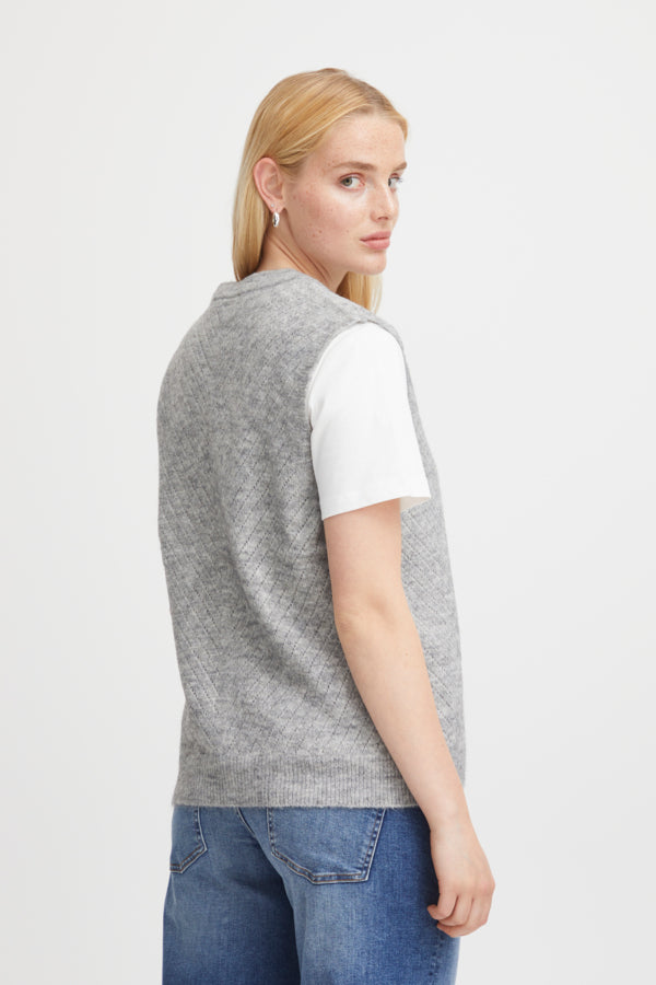 Ichi Kamara Waistcoat Grey Melange Green