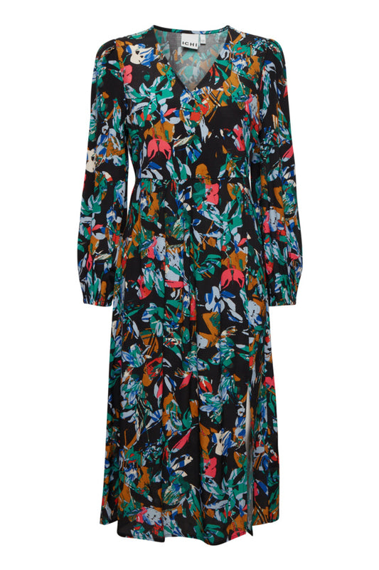 Ichi Celiva Dress Multi Collage Flow Blue
